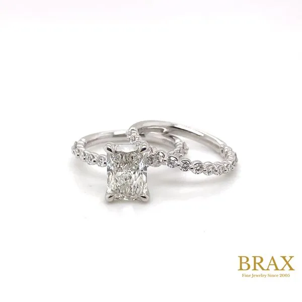 Classic Radiant Diamond Engagement Ring Set with 2.52ct G VS1 IGI Certified Center and 0.79ctw Round Diamonds in 14K White Gold - Brax Jewelers Brax Jewelers Newport Beach, CA