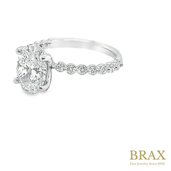 Oval Diamond Engagement Ring with 2.16ct F VS1 IGI Certified Center and 0.23ctw Round Diamonds in 14K White Gold - Brax Jewelers Image 4 Brax Jewelers Newport Beach, CA