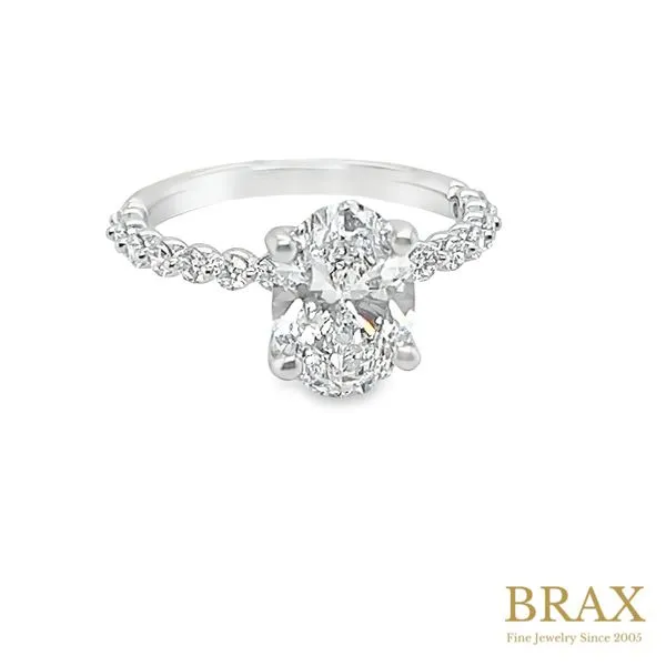 Oval Diamond Engagement Ring with 2.16ct F VS1 IGI Certified Center and 0.23ctw Round Diamonds in 14K White Gold - Brax Jewelers Brax Jewelers Newport Beach, CA