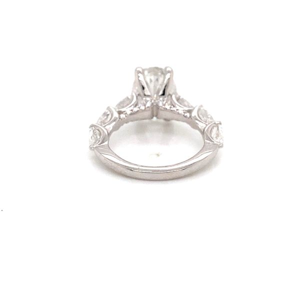 Classic Oval Diamond Engagement Ring with 3.09ct F VS2 IGI Certified Center and Pear and Round Diamonds in 14K White Gold - Brax Jewelers Image 4 Brax Jewelers Newport Beach, CA