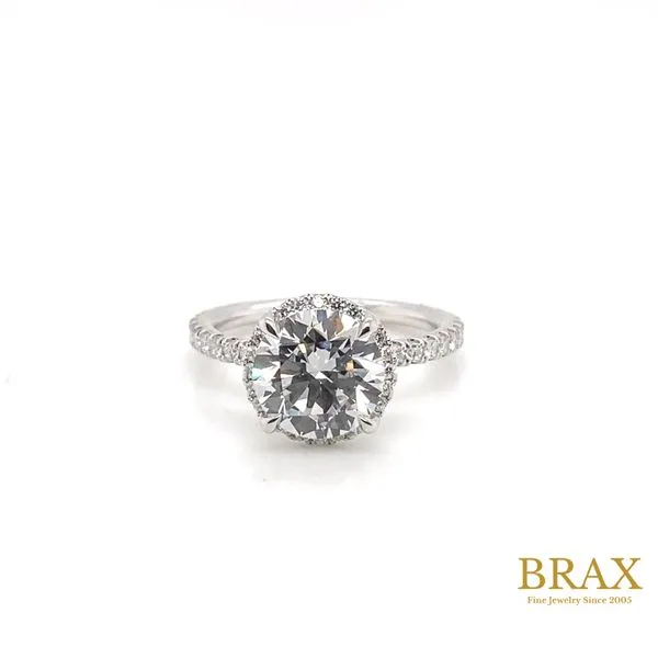 Round Diamond Hidden Halo Engagement Ring with 3.16ct G VS1 IGI Certified Center and 0.35ctw Round Diamonds in 14K White Gold - Brax Jewelers Brax Jewelers Newport Beach, CA