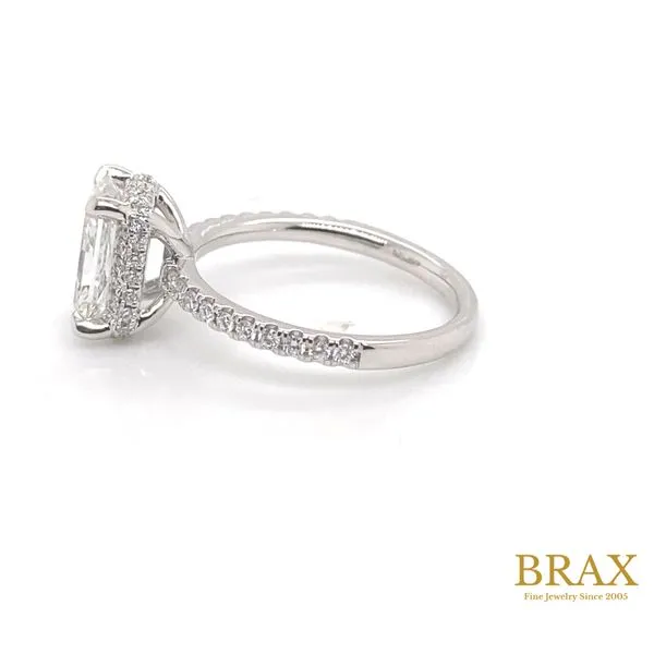 Radiant Diamond Hidden Halo Engagement Ring with 3.09ct G VS1 IGI Certified Center and 0.40ctw Round Diamonds in 14K White Gold  Image 3 Brax Jewelers Newport Beach, CA