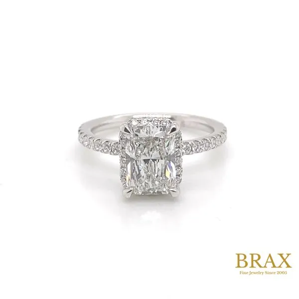 Radiant Diamond Hidden Halo Engagement Ring with 3.09ct G VS1 IGI Certified Center and 0.40ctw Round Diamonds in 14K White Gold  Brax Jewelers Newport Beach, CA