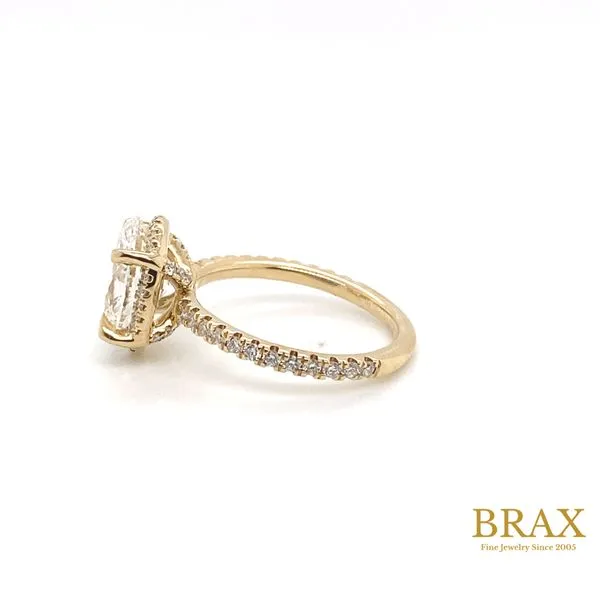 Oval Diamond Hidden Halo Engagement Ring with 3.03ct E VS1 IGI Certified Center and 0.47ctw Round Diamonds in 14K Yellow Gold - Brax Jewelers Image 3 Brax Jewelers Newport Beach, CA
