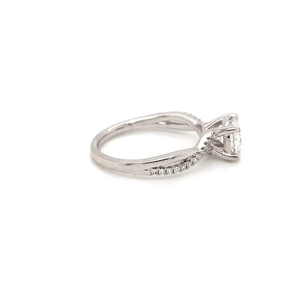 14K White Gold Twisted Band Lab-Grown Diamond Engagement Ring, 1.10ctw Round Cut - Brax Jewelers Image 5 Brax Jewelers Newport Beach, CA
