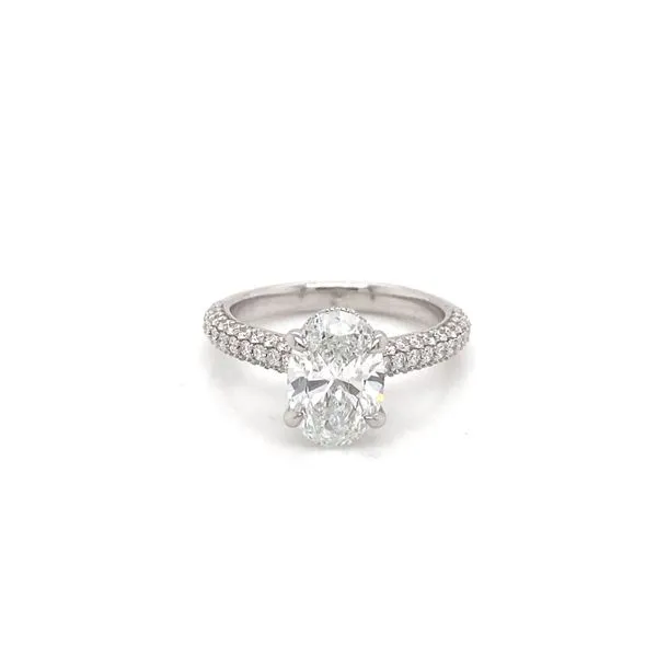 Oval Diamond Hidden Halo Engagement Ring with 2.02ct E VS2 IGI Certified Center and 0.71ctw Round Diamonds in 14K White Gold - Brax Jewelers Brax Jewelers Newport Beach, CA