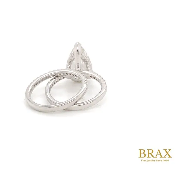 Pear Cut 5.00Ct G VS1 IGI Certified Diamond Hidden Halo Engagement Ring Set, 14K White Gold - Brax Jewelers Image 3 Brax Jewelers Newport Beach, CA