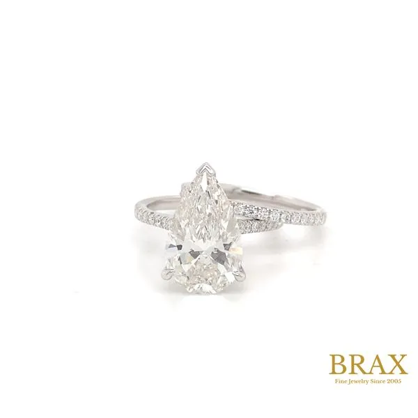 Pear Cut 5.00Ct G VS1 IGI Certified Diamond Hidden Halo Engagement Ring Set, 14K White Gold - Brax Jewelers Brax Jewelers Newport Beach, CA