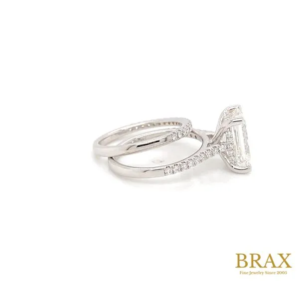 Emerald Diamond Hidden Halo Engagement Ring Set with 4.00ct G VS1 IGI Certified Center and 0.45ctw Round Diamonds in 14K White Gold - Brax Jewelers Image 3 Brax Jewelers Newport Beach, CA