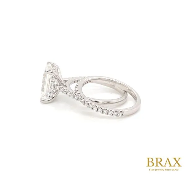Emerald Diamond Hidden Halo Engagement Ring Set with 4.00ct G VS1 IGI Certified Center and 0.45ctw Round Diamonds in 14K White Gold - Brax Jewelers Image 4 Brax Jewelers Newport Beach, CA