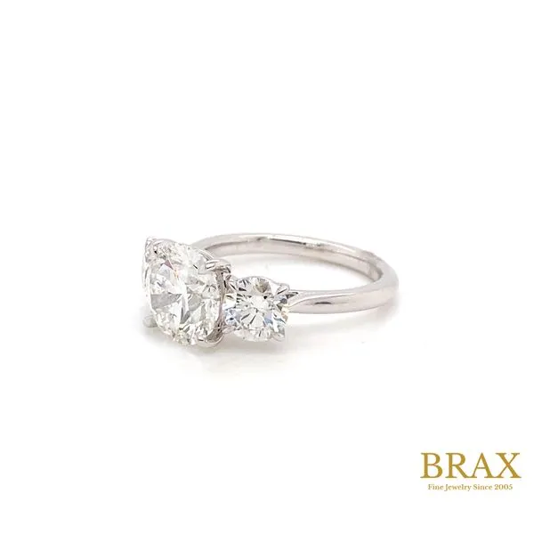 Three Stone Round Diamond Engagement Ring with 3.00ct F VVS2 IGI Certified Center and 1.50ctw Round Side Diamonds in 14K White Gold - Brax Jewelers Image 4 Brax Jewelers Newport Beach, CA