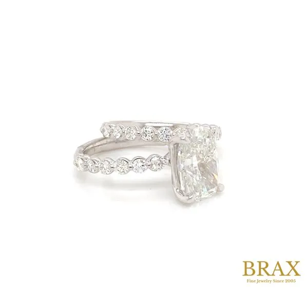Classic Cushion Diamond Engagement Ring with 4.00ct F VS2 IGI Certified Center and 1.22ctw Round Diamonds in 14K White Gold - Brax Jewelers Image 3 Brax Jewelers Newport Beach, CA