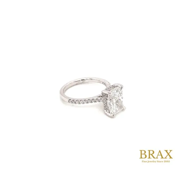 Radiant Diamond Engagement Ring with 3.10ct F VS1 GIA Certified Center and 0.26ctw Round Diamonds in 18K White Gold - Brax Jewelers Image 3 Brax Jewelers Newport Beach, CA