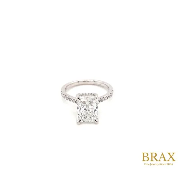 Radiant Diamond Engagement Ring with 3.10ct F VS1 GIA Certified Center and 0.26ctw Round Diamonds in 18K White Gold - Brax Jewelers Brax Jewelers Newport Beach, CA