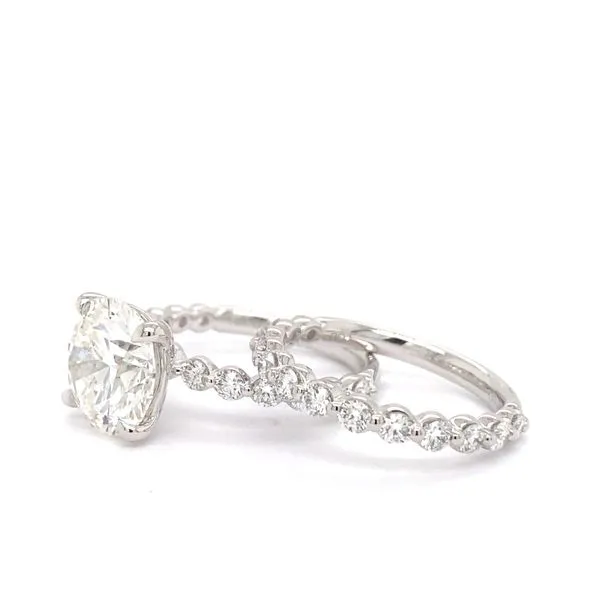 Classic Round Diamond Engagement Ring Set with 4.12ct G VS1 IGI Certified Center and 1.10ctw Round Diamonds in 14K White Gold - Brax Jewelers Image 3 Brax Jewelers Newport Beach, CA