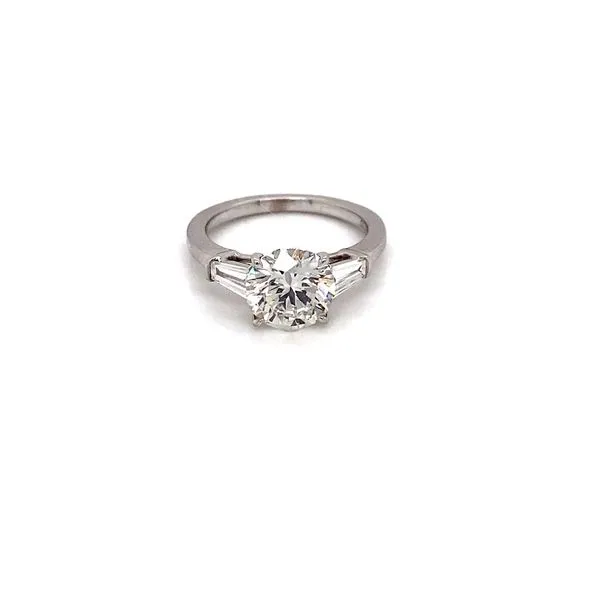 2.50 Three Stone Lab Grown Engagement Rings With Center Stone 14 Karat White Gold - Brax jewelers Brax Jewelers Newport Beach, CA