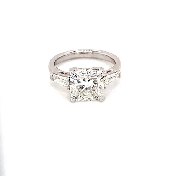 3.80 Three Stone Lab Grown Engagement Rings With Center Stone 14 Karat White Gold  - Brax jewelers Brax Jewelers Newport Beach, CA