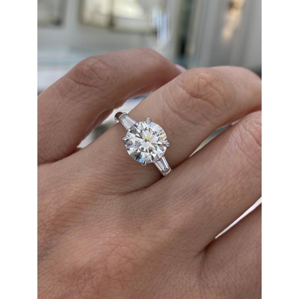 3.14 Carat Lab Grown Diamond Oval Three Stone Engagement Ring Image 5 Brax Jewelers Newport Beach, CA