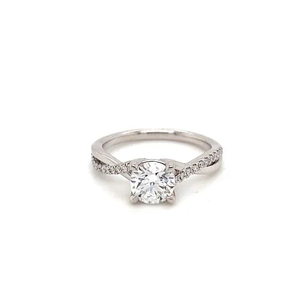 14K White Gold Twisted Band Lab-Grown Diamond Engagement Ring, 1.10ctw Round Cut - Brax Jewelers Brax Jewelers Newport Beach, CA