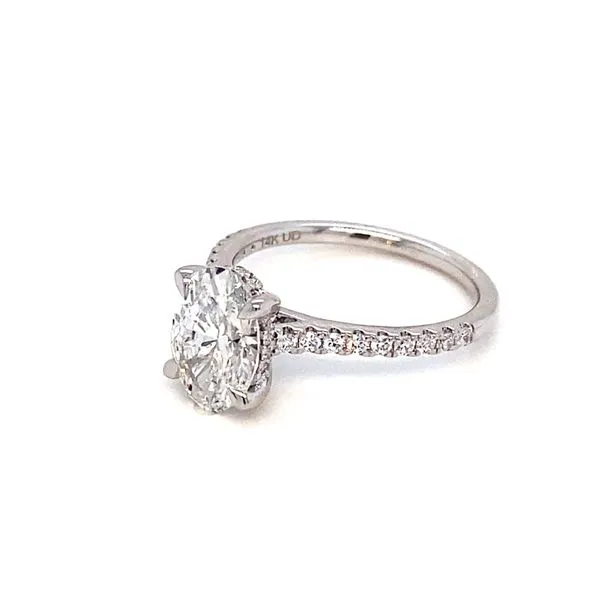 Lady's 14 Karat White Gold Oval Lab Grown Diamond Center Stone Engagement Ring Image 4 Brax Jewelers Newport Beach, CA