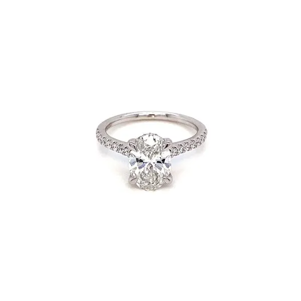 Lady's 14 Karat White Gold Oval Lab Grown Diamond Center Stone Engagement Ring Brax Jewelers Newport Beach, CA