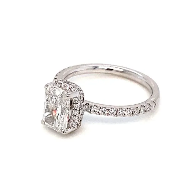 Lady's 14 Karat White Gold Center Stone Engagement Ring With One 1.55Ct Radiant Laboratory Grown Diamond Image 3 Brax Jewelers Newport Beach, CA
