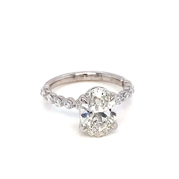 Lady's 14 Karat White Gold Lab Grown Diamond Center Stone Engagement Ring With One 2.66Ct Oval Laboratory Grown Diamond Brax Jewelers Newport Beach, CA