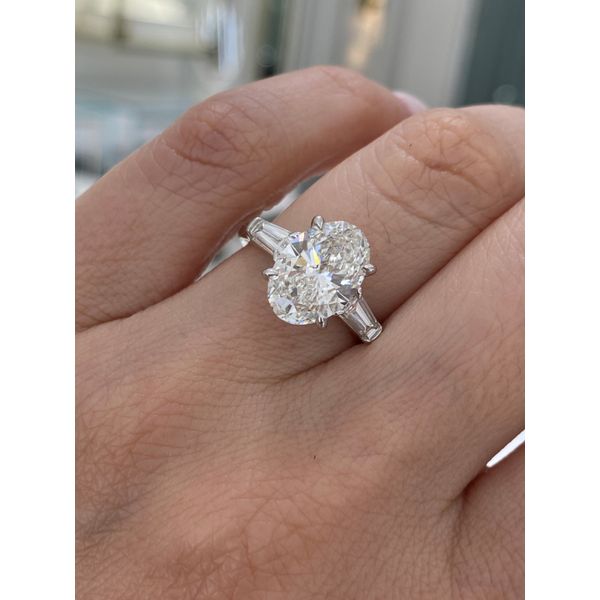 3.26 Lab Grown Diamond Oval Three Stone Engagement Ring Image 5 Brax Jewelers Newport Beach, CA