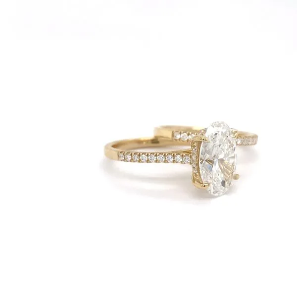 Oval Diamond Hidden Halo Engagement Ring Set with 4.06ct F VS2 IGI Certified Center and 0.44ctw Round Diamonds in 14K Yellow Gold - Brax Jewelers Image 2 Brax Jewelers Newport Beach, CA