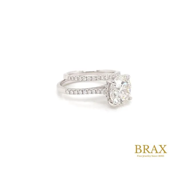 Round 14 Karat White Gold Hidden Halo Lab Grown Diamond Center Stone Engagement Ring Set With One 4.00Ct G VS1 IGI Certified Diamond And 54=0.50Tw  Ro Image 3 Brax Jewelers Newport Beach, CA