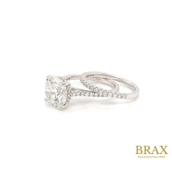 Round 14 Karat White Gold Hidden Halo Lab Grown Diamond Center Stone Engagement Ring Set With One 4.00Ct G VS1 IGI Certified Diamond And 54=0.50Tw  Ro Image 4 Brax Jewelers Newport Beach, CA