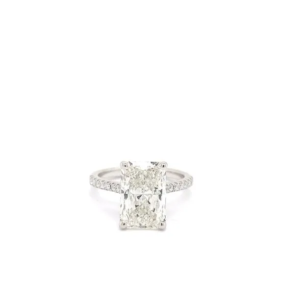 Radiant Diamond Hidden Halo Engagement Ring with 4.13ct G VS2 IGI Certified Center and 0.15ctw Round Diamonds in 14K White Gold - Brax Jewelers Brax Jewelers Newport Beach, CA