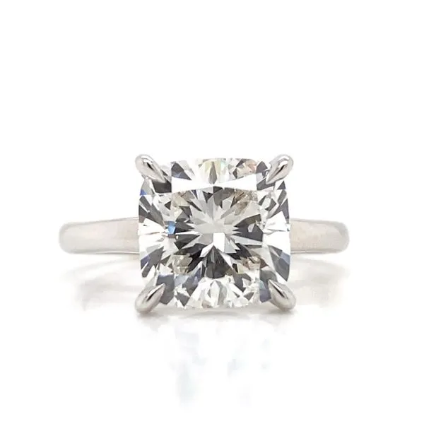 Lady's Lab Grown Engagement Ring With Square Cushion 4.05Ct Center Stone 14 Karat White Gold LGD-JOR1887-GW3 - Brax jewelers Brax Jewelers Newport Beach, CA