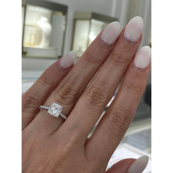 2.09 Carat Lab Grown Diamond Square Cushion Solitaire Engagement Ring Image 5 Brax Jewelers Newport Beach, CA