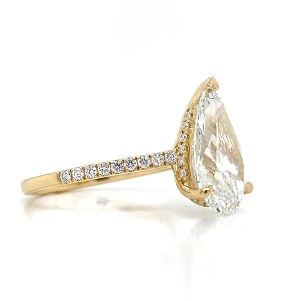 Lady's 14 Karat Yellow Gold 4.19Ct Lab Grown Diamond Pear Center Stone Engagement Ring And Wedding Band Set Image 2 Brax Jewelers Newport Beach, CA