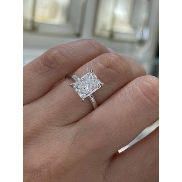 3.00 Carat Lab Grown Diamond Radiant Solitaire Engagement Ring Image 5 Brax Jewelers Newport Beach, CA
