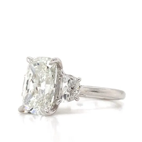 Lady's Three Stone Lab Grown Engagement Ring With 4.09ct Elongated Cushion Center Stone 14 Karat White Gold LGRVR07323Z400GW77 - Brax jewelers Image 4 Brax Jewelers Newport Beach, CA
