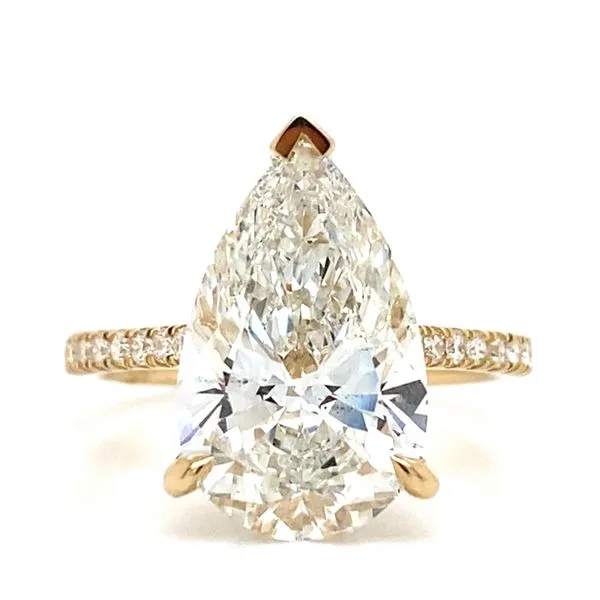 Lady's Lab Grown 5.00Ct Pear Engagement Ring And Wedding Band Set 14 Karat Yellow Gold LGD-TXR05686WS-GY3 - Brax jewelers Image 2 Brax Jewelers Newport Beach, CA