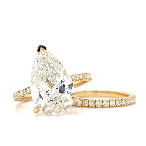 Lady's Lab Grown 5.00Ct Pear Engagement Ring And Wedding Band Set 14 Karat Yellow Gold LGD-TXR05686WS-GY3 - Brax jewelers Brax Jewelers Newport Beach, CA