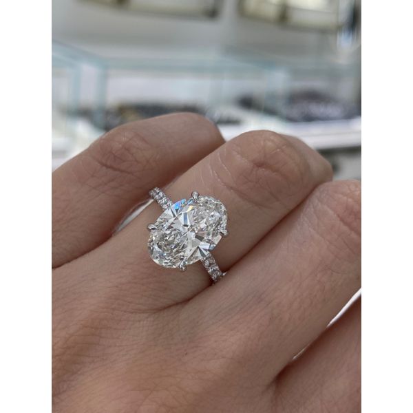 4.43 Carat Lab Grown Diamond Oval Solitiare Engagement Ring Image 5 Brax Jewelers Newport Beach, CA
