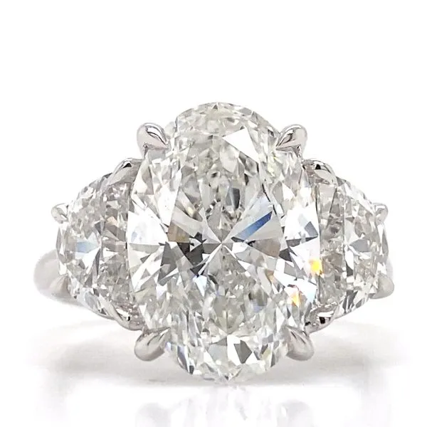 5.09Ct Three Stone Oval Cut Engagement Ring Set In 14 Karat White Gold Brax Jewelers Newport Beach, CA