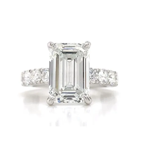 5.15Ct Emerald Cut Engagement Ring Set In 14 Karat White Gold Brax Jewelers Newport Beach, CA