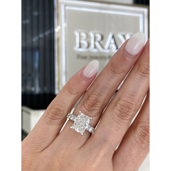 4.03Ct Radiant Cut Engagement Ring Set In 14 Karat White Gold Image 3 Brax Jewelers Newport Beach, CA