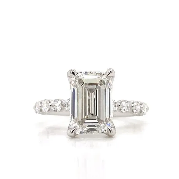 3.52Ct Emerald Cut Engagement Ring Set In 14 Karat White Gold Brax Jewelers Newport Beach, CA
