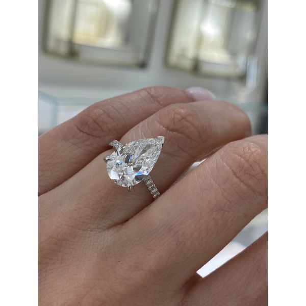 4.03Ct Pear Cut Engagement Ring Set In 14 Karat White Gold Image 4 Brax Jewelers Newport Beach, CA