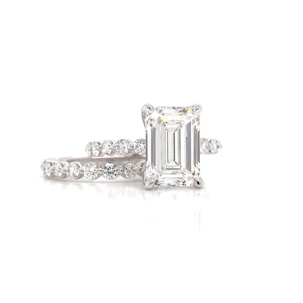 4.04 Carat Lab Grown Diamond Emerald Solitaire Engagement Ring Image 5 Brax Jewelers Newport Beach, CA
