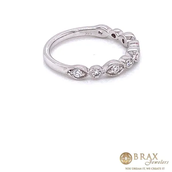 14K Marquee and Round Diamond Wedding Band Image 3 Brax Jewelers Newport Beach, CA