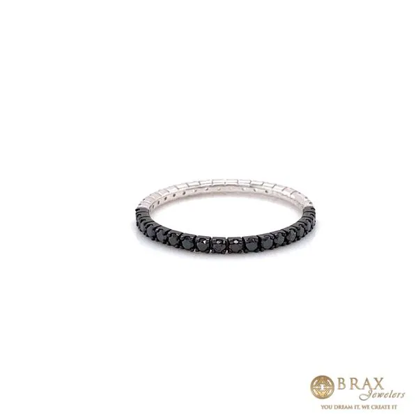 18K White Gold Black and White Diamond Wedding Band Image 3 Brax Jewelers Newport Beach, CA