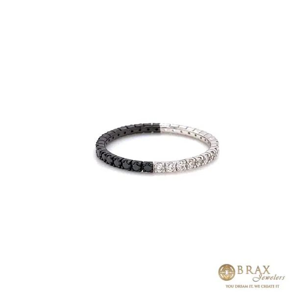 18K White Gold Black and White Diamond Wedding Band Brax Jewelers Newport Beach, CA