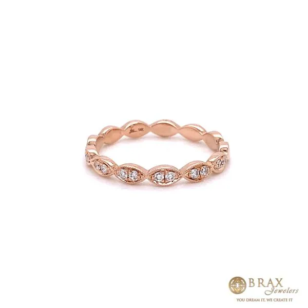 Lady's 14K Rose Gold Diamond Fashion Ring with 0.13ctw Round Diamonds - Brax Jewelers Brax Jewelers Newport Beach, CA
